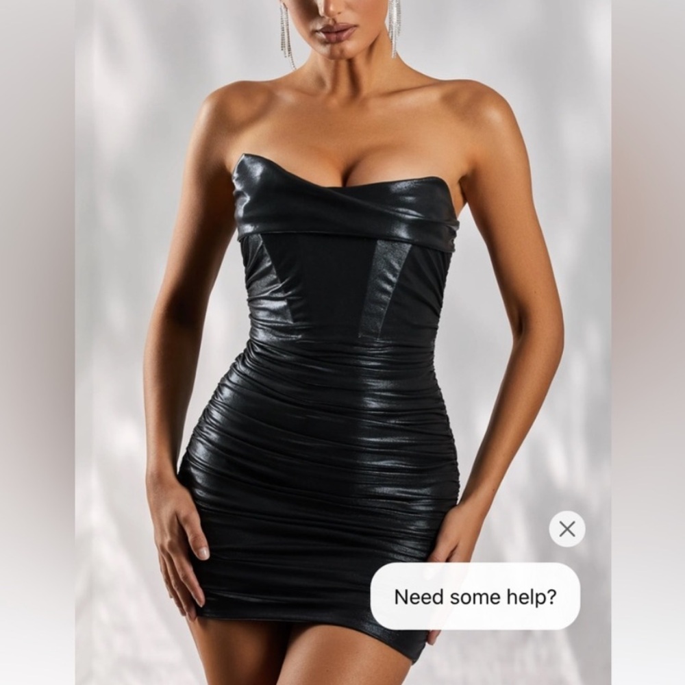 Black leather like mini dress - OhPolly